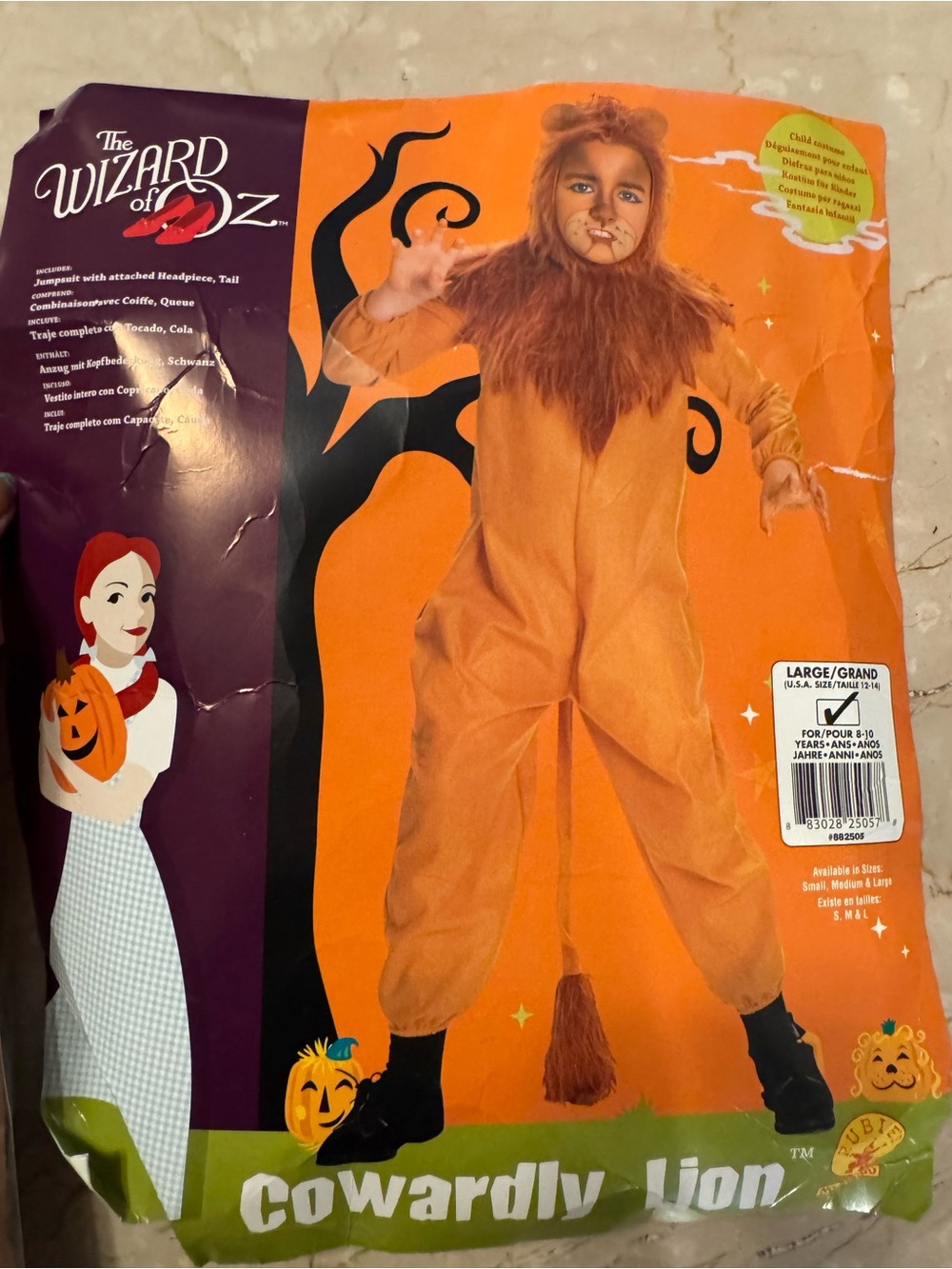 Cowardly Lion Kids Costume - Orange. With additional wig included